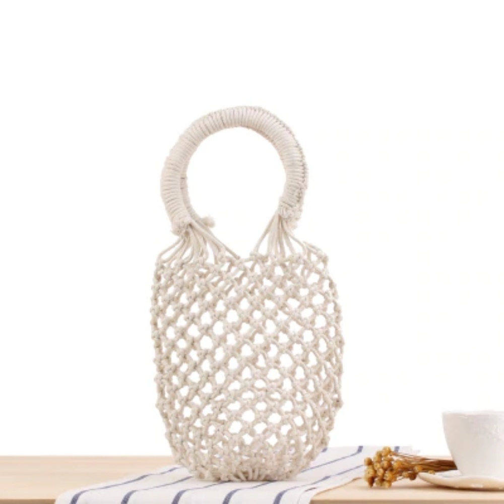 Hand Woven Cotton Handbag Tote with Drawstring Bag